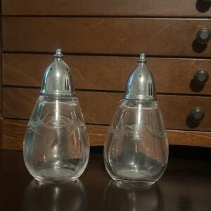 Elegant Glass and Silver Salt and Pepper Shakers